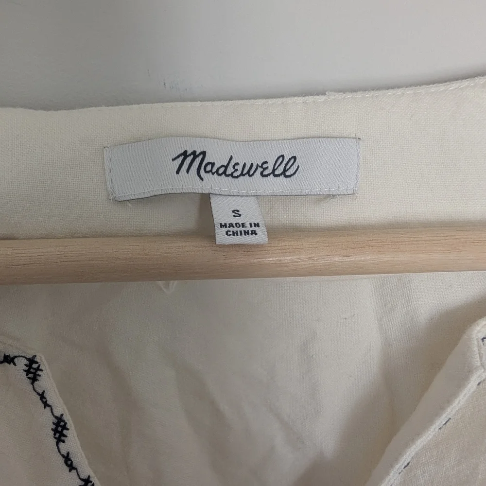 Madewell Womens Shirt Small Ivory Peasant Cottage Embroidered Fall Thanksgiving